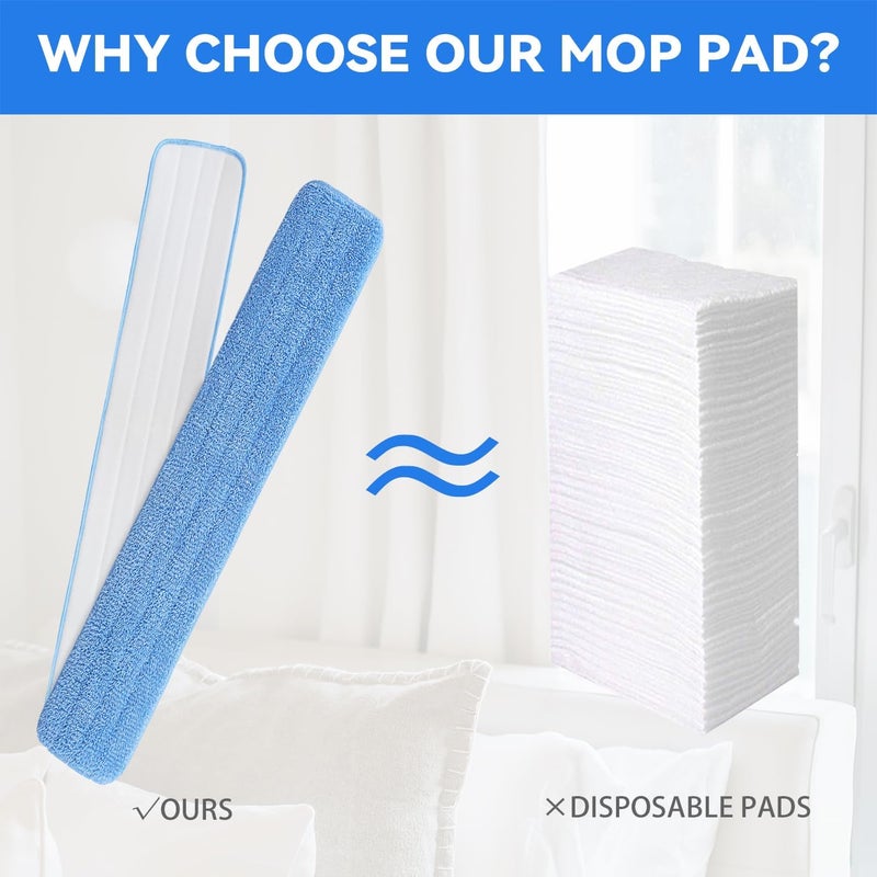 BeiLan 48" Microfiber Pad for Rubbermaid Commercial 48 Inch Mop Head - 4 Pack Replacement Wet & Dry Commercial Reusable Cleaning Mop Refills Fit for Any Microfiber Flat Mop System 48" - Image 4